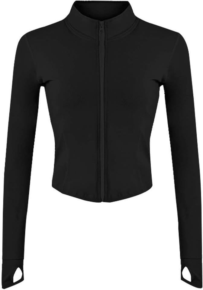 Lviefent Women's Lightweight Full-Zip Running Jacket – Slim Fit Sportswear with Thumb Holes