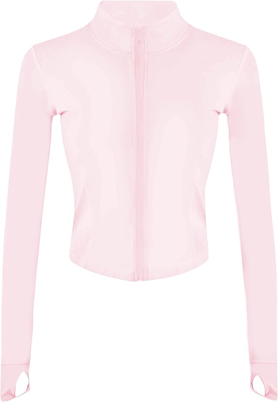 Lviefent Women's Lightweight Full-Zip Running Jacket – Slim Fit Sportswear with Thumb Holes