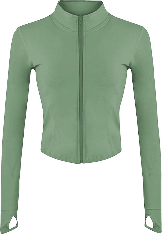 Lviefent Women's Lightweight Full-Zip Running Jacket – Slim Fit Sportswear with Thumb Holes