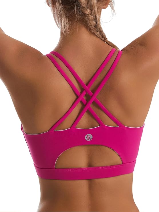 Sports Bras for Women, Padded Sports Bra Tank Top with Sexy Crisscross Back - High Impact Longline Workout Yoga Bra