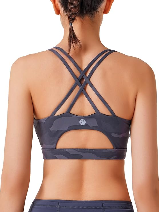 Sports Bras for Women, Padded Sports Bra Tank Top with Sexy Crisscross Back - High Impact Longline Workout Yoga Bra