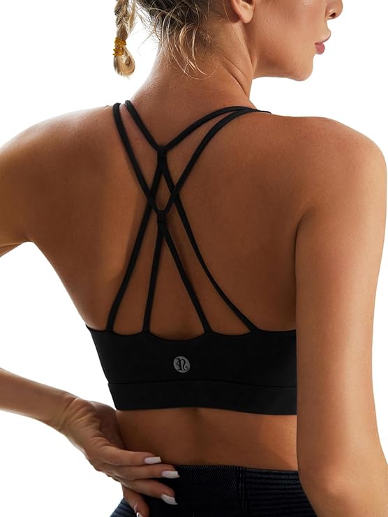 Sports Bras for Women, Padded Sports Bra Tank Top with Sexy Crisscross Back - High Impact Longline Workout Yoga Bra