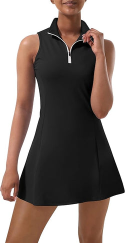 Athletic Sleeveless Golf Dress with Built-In Shorts