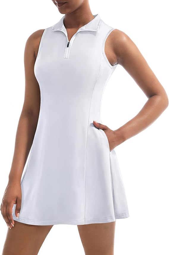 Athletic Sleeveless Golf Dress with Built-In Shorts