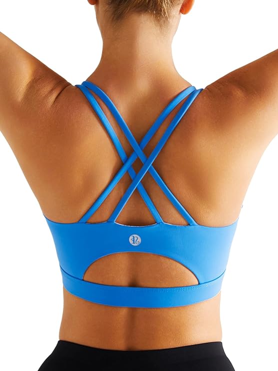 Sports Bras for Women, Padded Sports Bra Tank Top with Sexy Crisscross Back - High Impact Longline Workout Yoga Bra