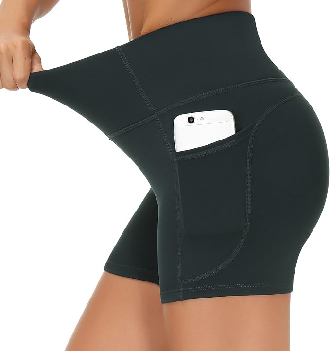 LAGO BODY High Waist Yoga Shorts - Tummy Control with Deep Pockets