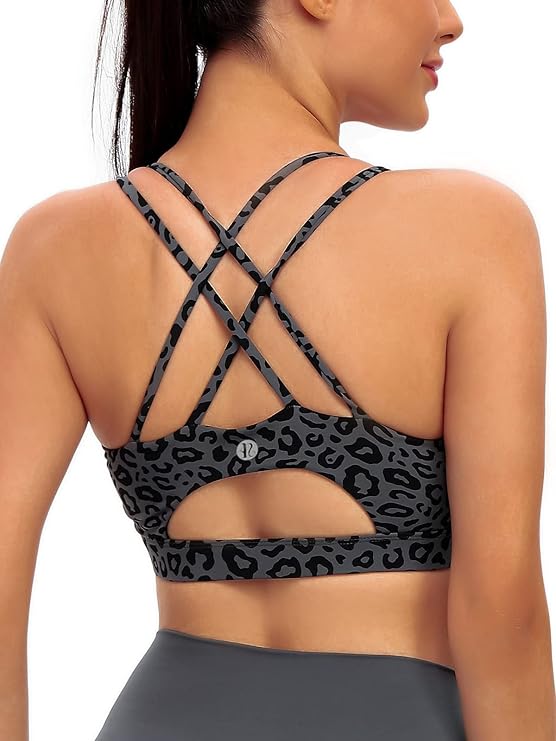 Sports Bras for Women, Padded Sports Bra Tank Top with Sexy Crisscross Back - High Impact Longline Workout Yoga Bra