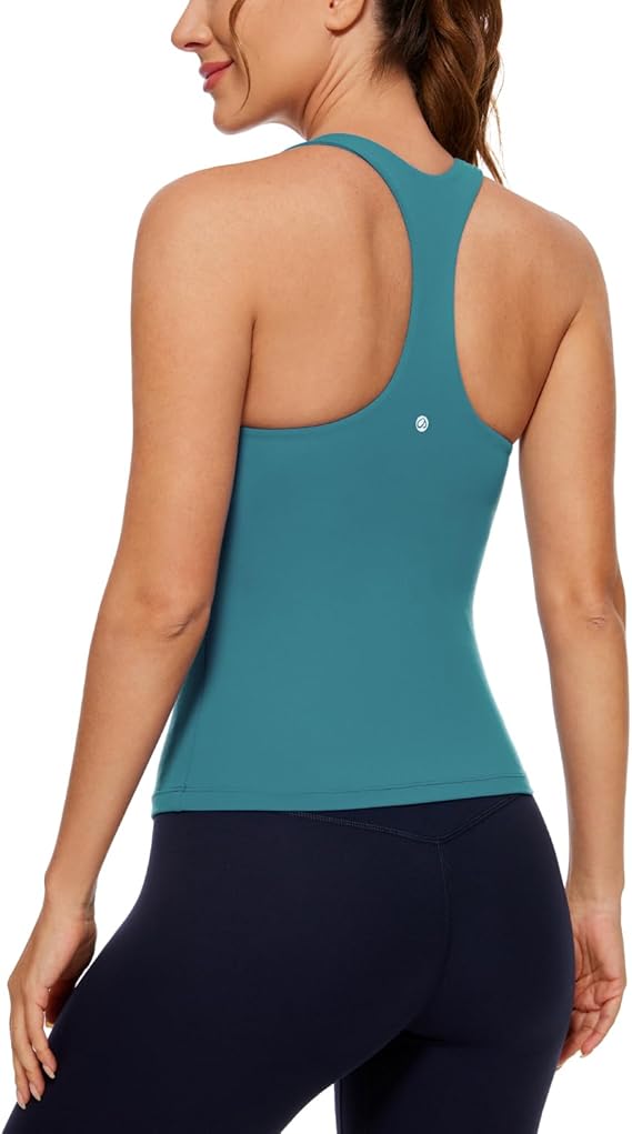 LAGOBODY Butterluxe Workout Tank Tops for Women - Built-in Shelf Bra, Padded - Racerback Athletic Spandex Yoga Camisole