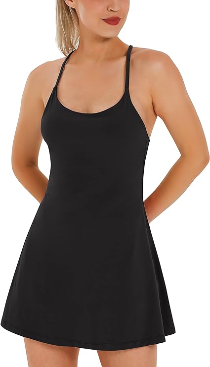 Women’s Tennis Dress – Built-in Bra, Shorts, and Pockets for Golf, Tennis, and Athletic Activities