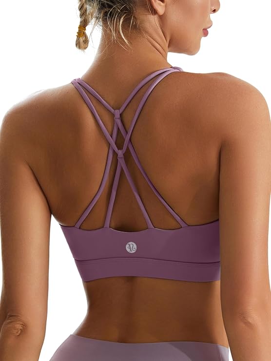 Sports Bras for Women, Padded Sports Bra Tank Top with Sexy Crisscross Back - High Impact Longline Workout Yoga Bra