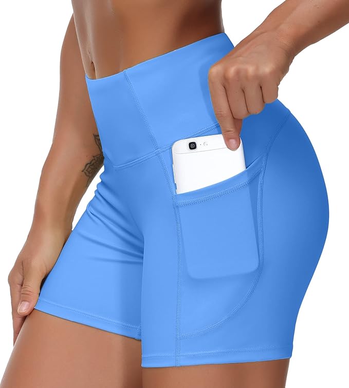 LAGO BODY High Waist Yoga Shorts - Tummy Control with Deep Pockets