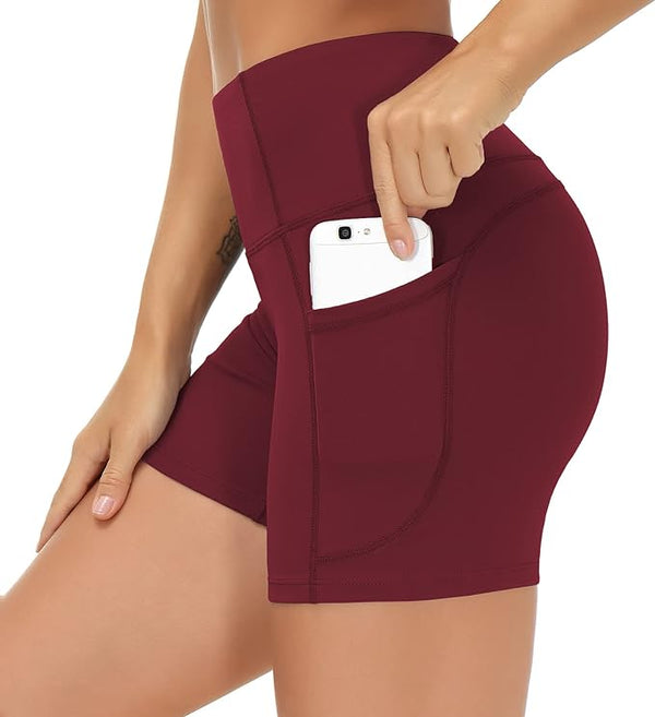 LAGO BODY High Waist Yoga Shorts - Tummy Control with Deep Pockets