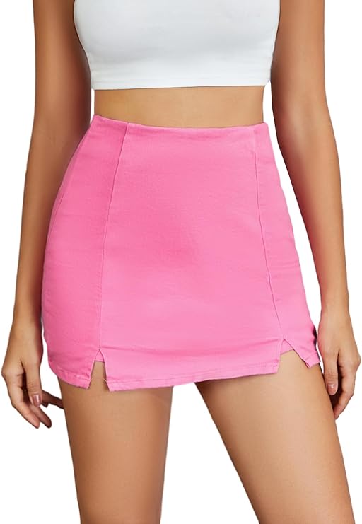 Lagobody High-Waisted Denim Skorts – Casual Split Hem Skirt Shorts