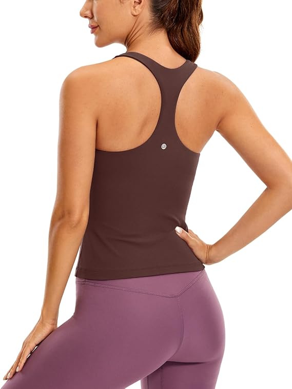 LAGOBODY Butterluxe Workout Tank Tops for Women - Built-in Shelf Bra, Padded - Racerback Athletic Spandex Yoga Camisole