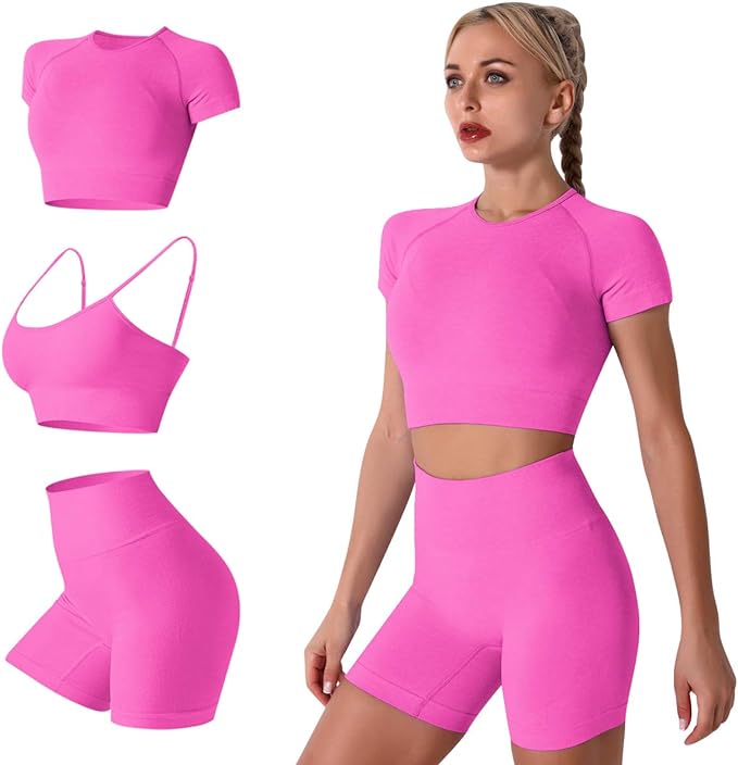 Women’s 3-Piece Seamless Yoga Outfits - Stylish Activewear