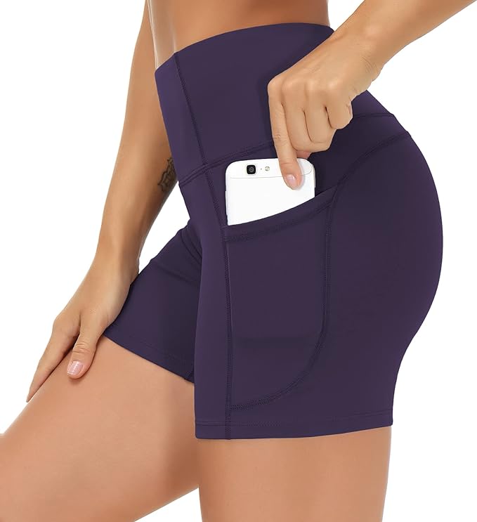 LAGO BODY High Waist Yoga Shorts - Tummy Control with Deep Pockets