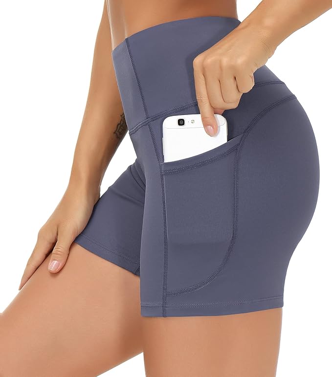 LAGO BODY High Waist Yoga Shorts - Tummy Control with Deep Pockets