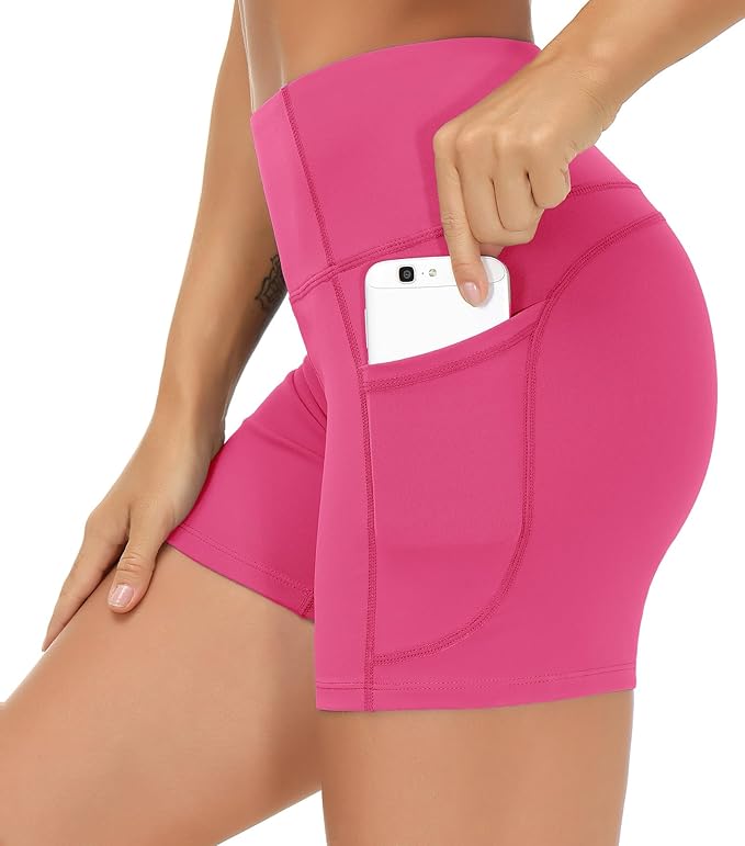 LAGO BODY High Waist Yoga Shorts - Tummy Control with Deep Pockets