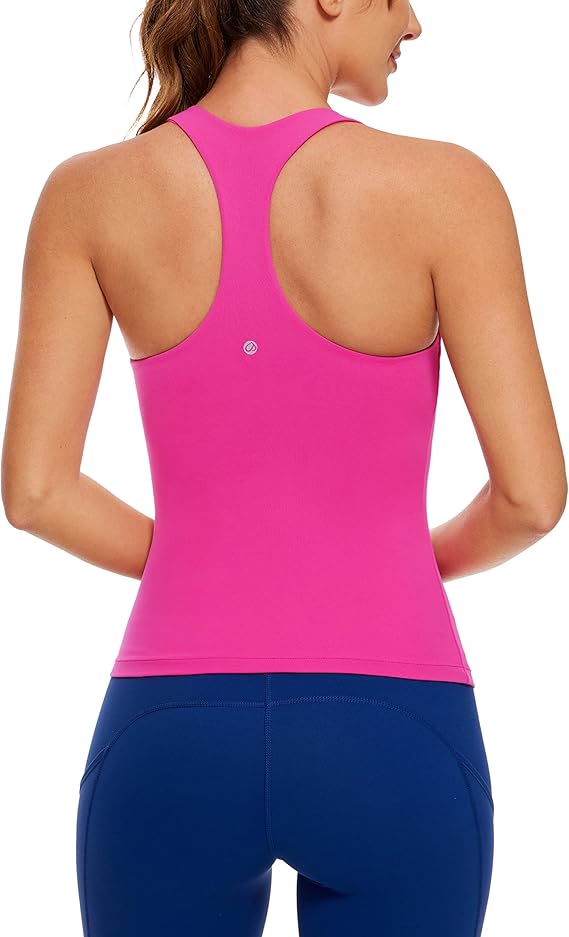 LAGOBODY Butterluxe Workout Tank Tops for Women - Built-in Shelf Bra, Padded - Racerback Athletic Spandex Yoga Camisole