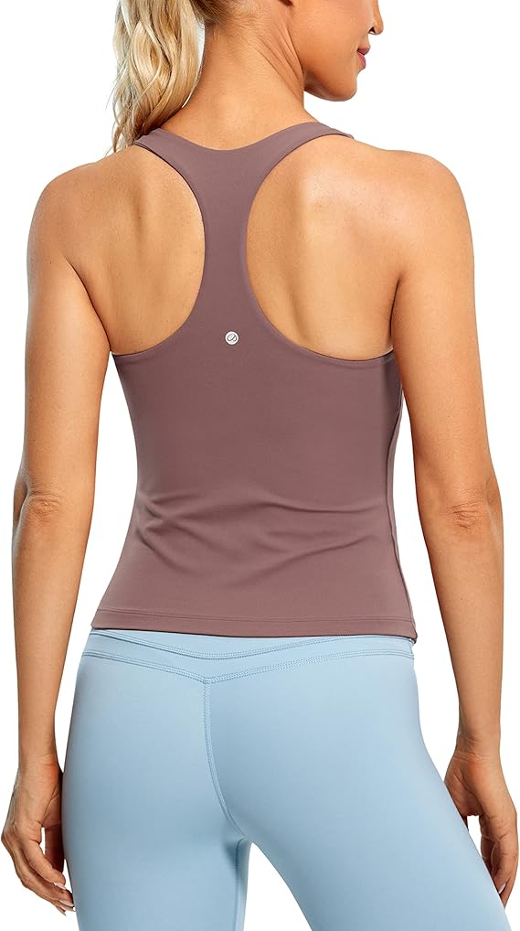 LAGOBODY Butterluxe Workout Tank Tops for Women - Built-in Shelf Bra, Padded - Racerback Athletic Spandex Yoga Camisole