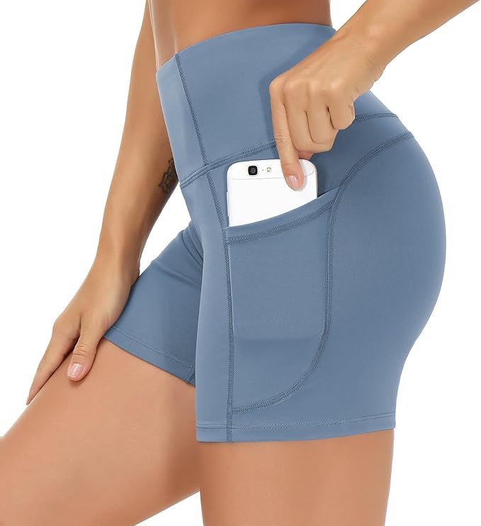 LAGO BODY High Waist Yoga Shorts - Tummy Control with Deep Pockets