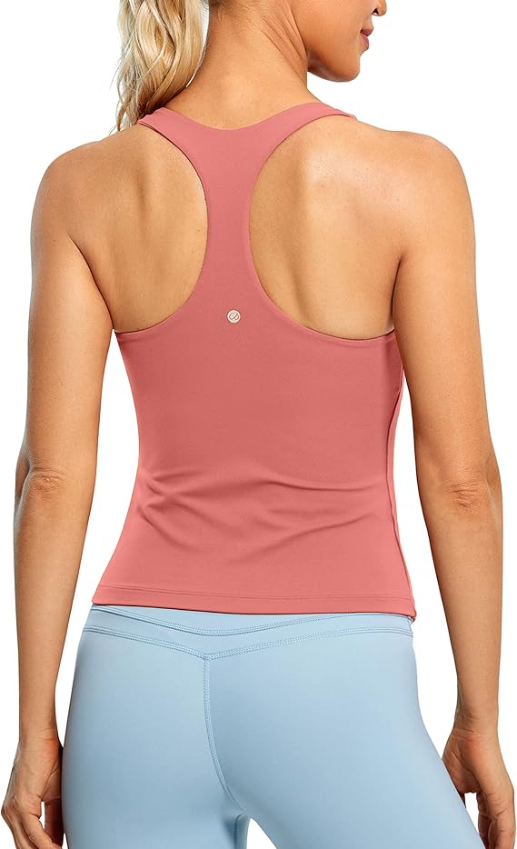 LAGOBODY Butterluxe Workout Tank Tops for Women - Built-in Shelf Bra, Padded - Racerback Athletic Spandex Yoga Camisole