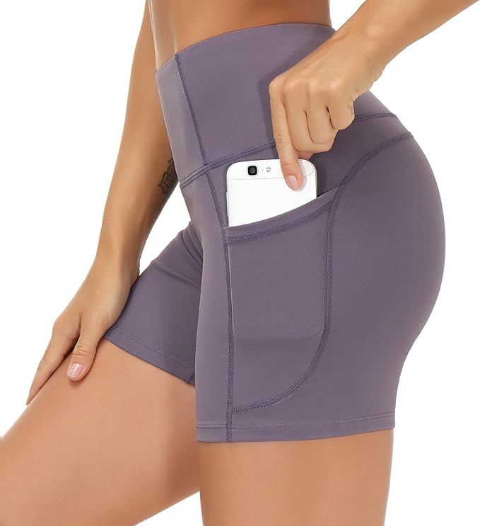 LAGO BODY High Waist Yoga Shorts - Tummy Control with Deep Pockets