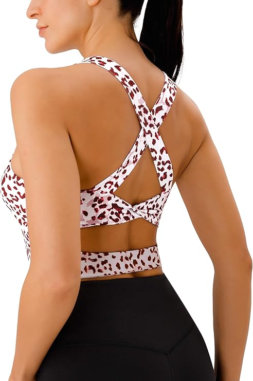 Criss-Cross Back Padded Workout Tank Tops Medium Support Crop Tops