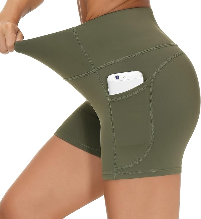 LAGO BODY High Waist Yoga Shorts - Tummy Control with Deep Pockets