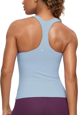 LAGOBODY Butterluxe Workout Tank Tops for Women - Built-in Shelf Bra, Padded - Racerback Athletic Spandex Yoga Camisole