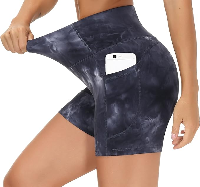 LAGO BODY High Waist Yoga Shorts - Tummy Control with Deep Pockets