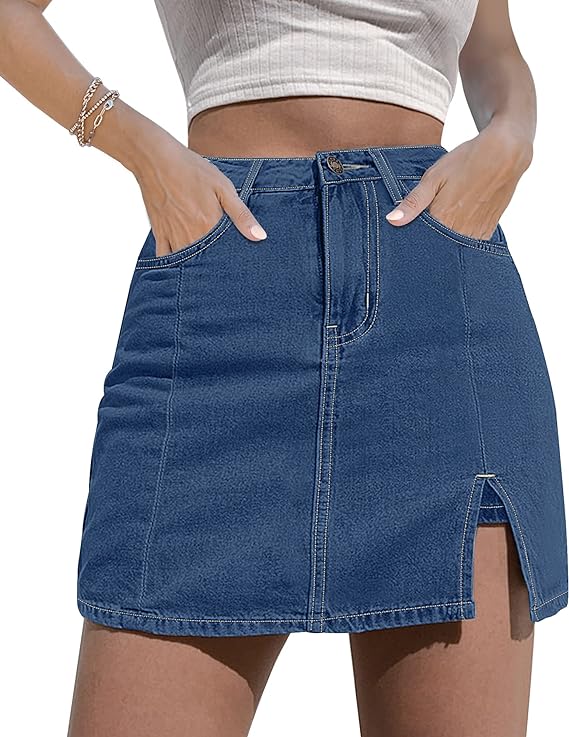 Lagobody Skorts Skirts for Women – Denim Mini Skirt with High Waisted Jean Shorts