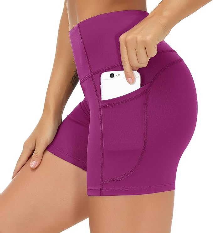 LAGO BODY High Waist Yoga Shorts - Tummy Control with Deep Pockets