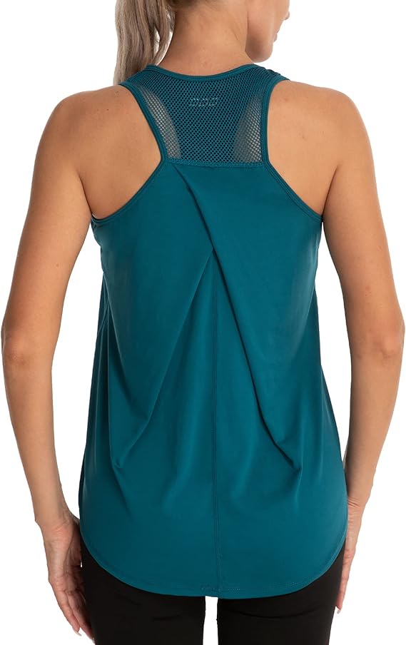 Racerback Workout Tank Tops - Athletic Mesh Yoga Shirts