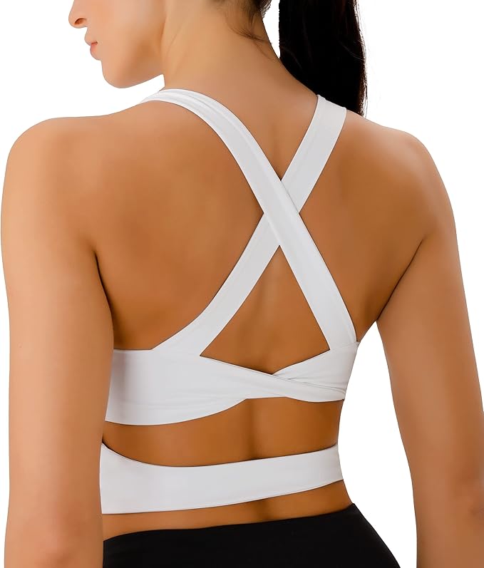 Criss-Cross Back Padded Workout Tank Tops Medium Support Crop Tops