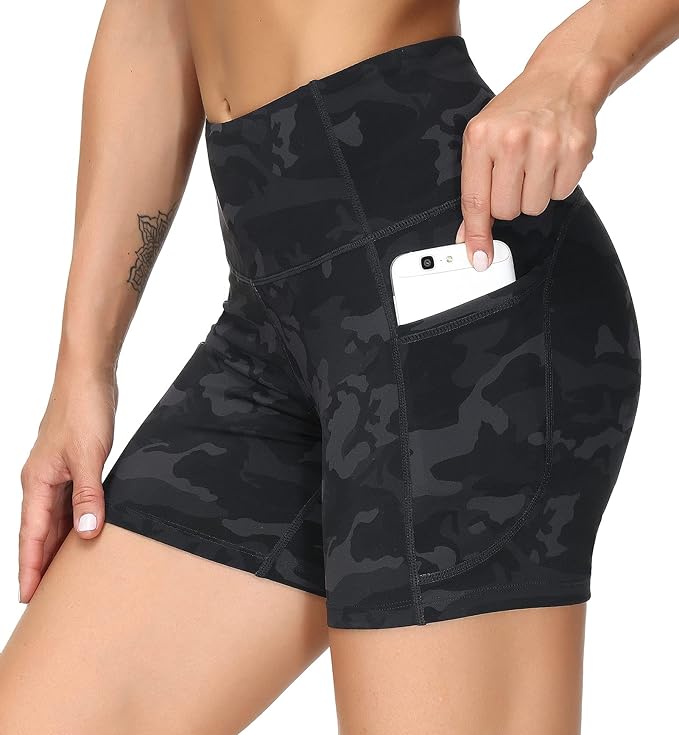 LAGO BODY High Waist Yoga Shorts - Tummy Control with Deep Pockets