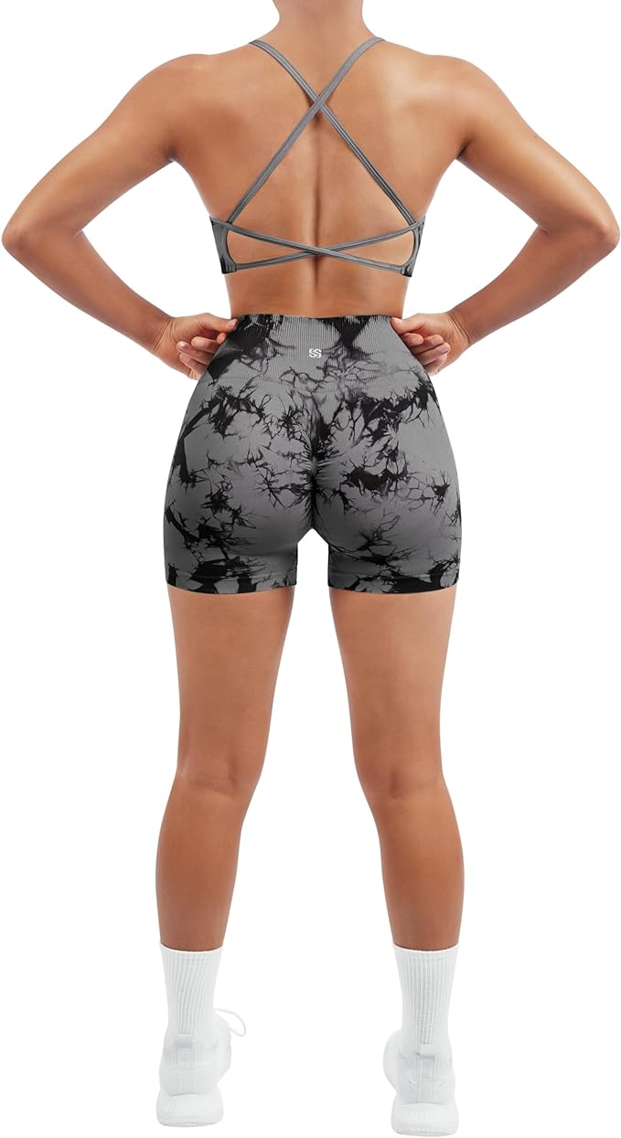 Seamless Workout Set - Strappy Sports Bra & High-Waist Booty Shorts