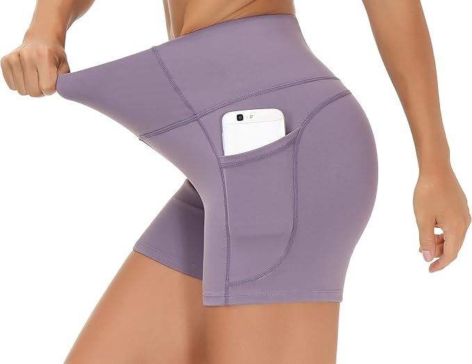 LAGO BODY High Waist Yoga Shorts - Tummy Control with Deep Pockets