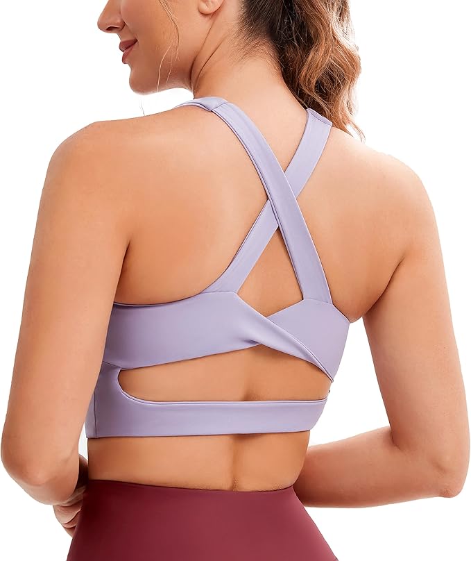 Criss-Cross Back Padded Workout Tank Tops Medium Support Crop Tops