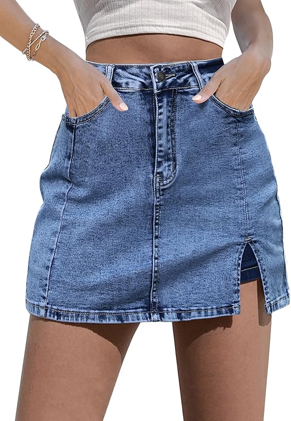 Lagobody Skorts Skirts for Women – Denim Mini Skirt with High Waisted Jean Shorts