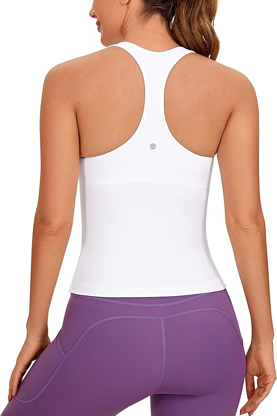 LAGOBODY Butterluxe Workout Tank Tops for Women - Built-in Shelf Bra, Padded - Racerback Athletic Spandex Yoga Camisole