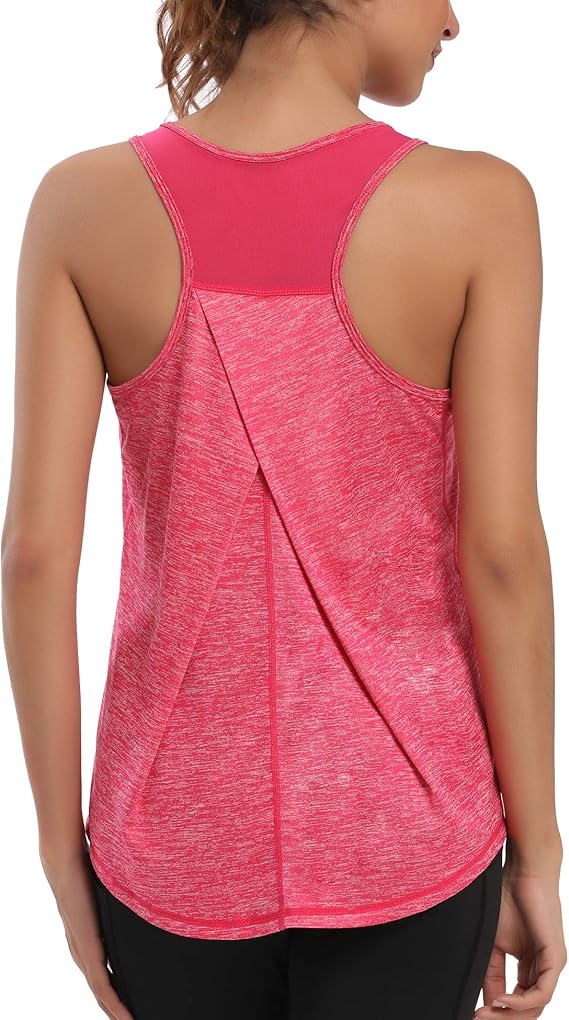 Racerback Workout Tank Tops - Athletic Mesh Yoga Shirts