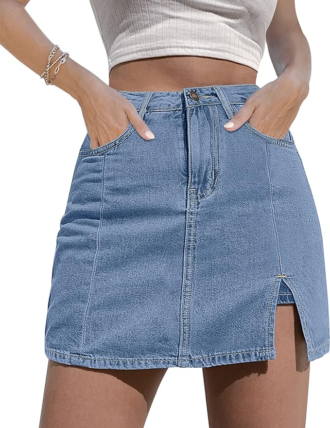 Lagobody Skorts Skirts for Women – Denim Mini Skirt with High Waisted Jean Shorts