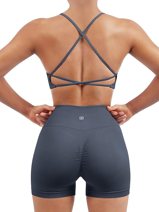 Seamless Workout Set - Strappy Sports Bra & High-Waist Booty Shorts