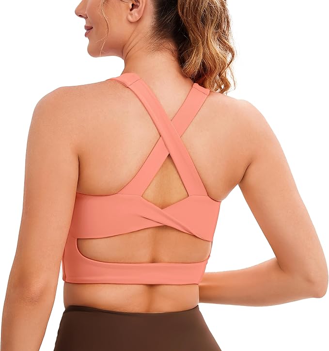 Criss-Cross Back Padded Workout Tank Tops Medium Support Crop Tops