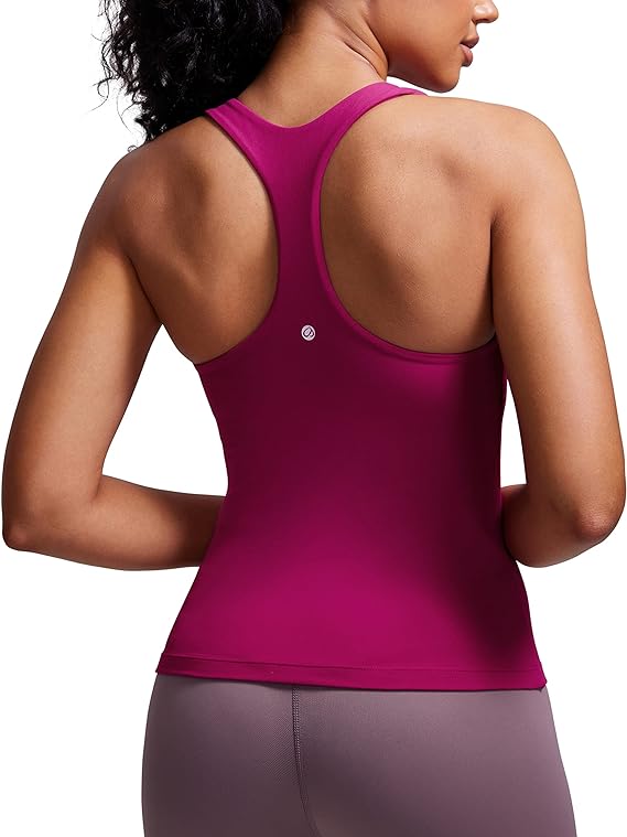 LAGOBODY Butterluxe Workout Tank Tops for Women - Built-in Shelf Bra, Padded - Racerback Athletic Spandex Yoga Camisole