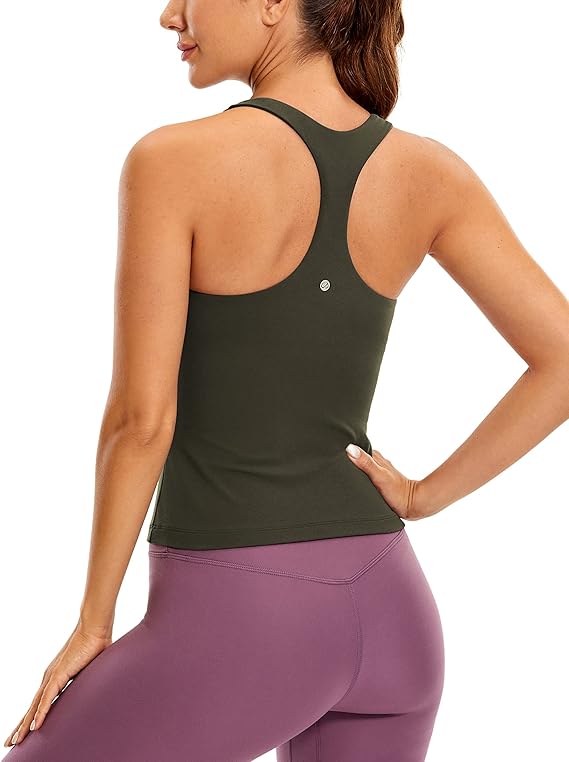 LAGOBODY Butterluxe Workout Tank Tops for Women - Built-in Shelf Bra, Padded - Racerback Athletic Spandex Yoga Camisole